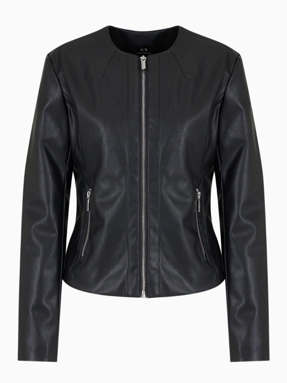 Armani Exchange Black Faux Leather Zip-Front Jacket